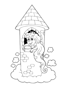 Princess In Tall Tower Flowing Hair Tracing Worksheets Pdf, Free Vectors File